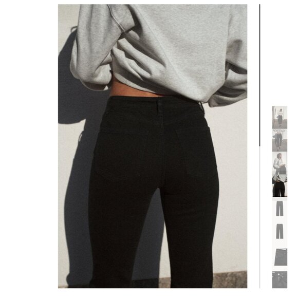 Zara Flared Cropped High Waist Jeans in black - women's 6/ 28 - Picture 4 of 10
